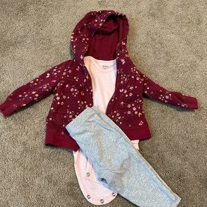 Carter’s 3-6 months Burgundy Flower Jacket Set